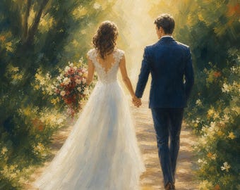 Oil painting original from photo, Wedding gift, Custom wedding ceremony portrait on canvas, Custom art, Gift for wife, Wedding painting