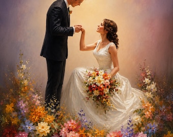 Oil painting original from photo, Wedding gift, Custom wedding ceremony portrait on canvas, Custom art, Gift for wife, Wedding painting