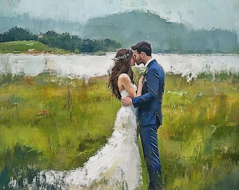Oil painting original from photo, Wedding gift, Custom wedding ceremony portrait on canvas, Custom art, Gift for wife, Wedding painting