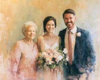 Oil painting original from photo, Wedding gift, Custom wedding ceremony portrait on canvas, Custom art, Gift for wife, Wedding painting