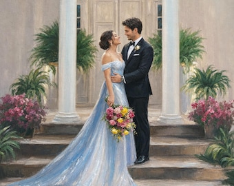 Oil painting original from photo, Wedding gift, Custom wedding ceremony portrait on canvas, Custom art, Gift for wife, Wedding painting