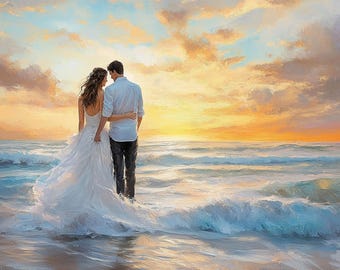 Oil painting original from photo, Wedding gift, Custom wedding ceremony portrait on canvas, Custom art, Gift for wife, Wedding painting