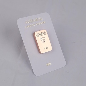 Lingotes de COBRE puro 999 de 1 onça.