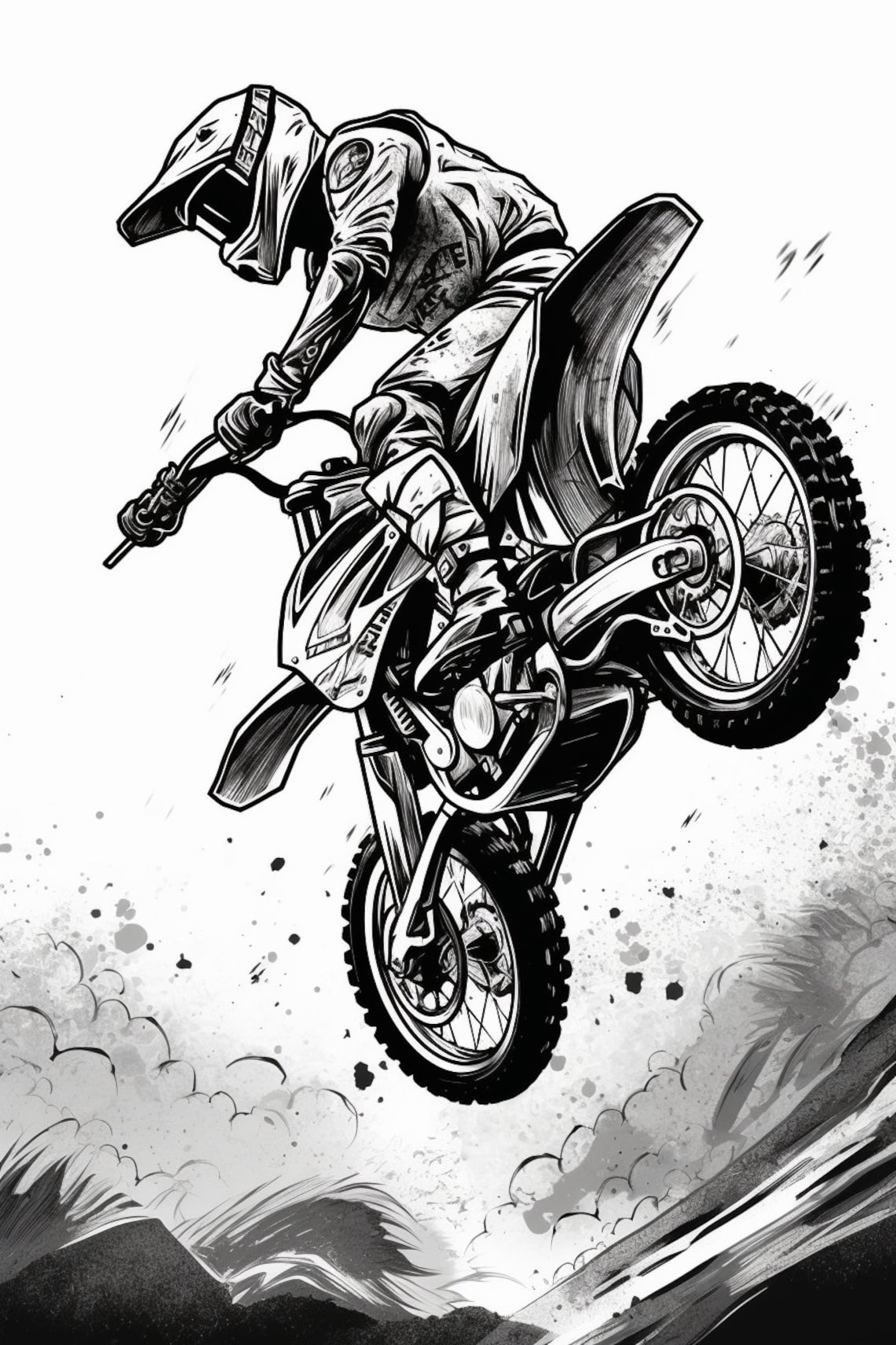 Digital Dirt Bike Coloring Pages - Etsy