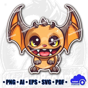 Gruselige Halloween-Fledermaus-Figur, Vektor-Clipart, perfekter Abschluss Ihrer Geschenke mit Print on Demand (POD) und Kunsthandwerk und Sublimationsprojekten!