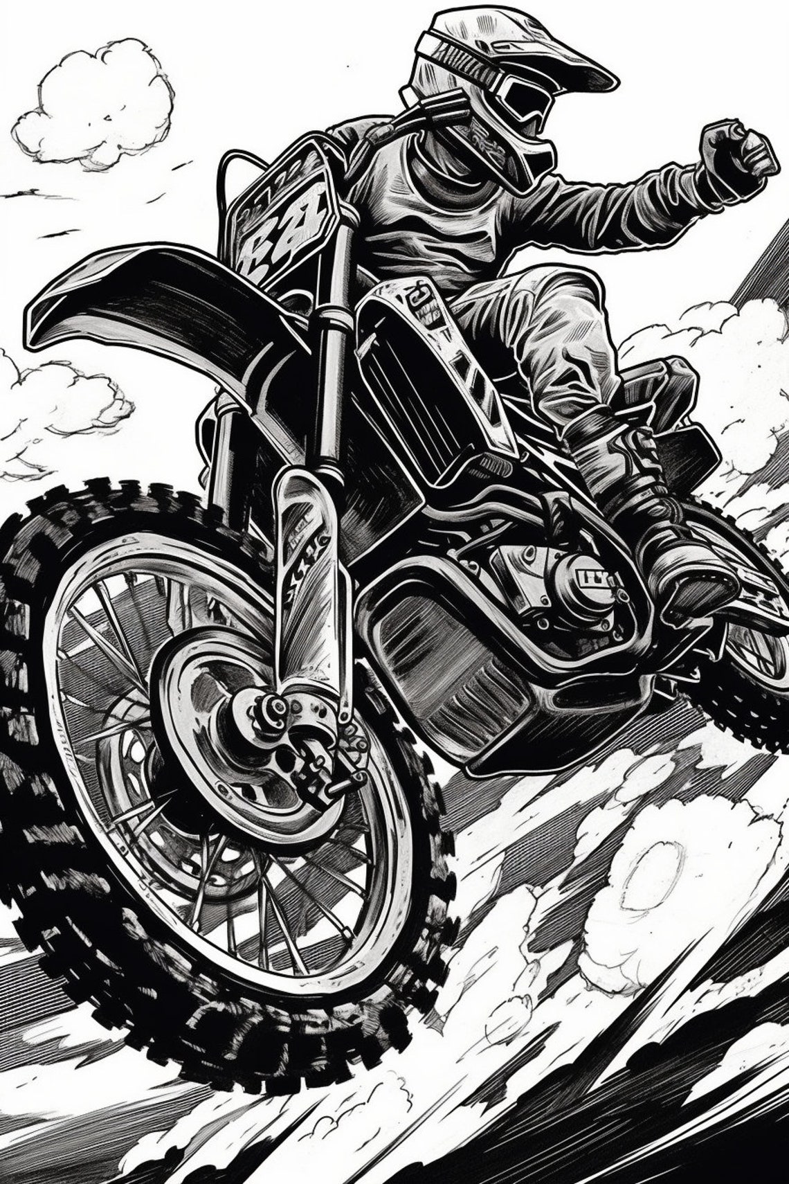 Digital Dirt Bike Coloring Pages - Etsy