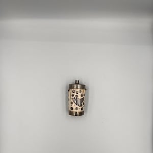 Vintage Tribal Mini Perfume Bottle / Snuff Bottle / Talisman Container – Bone & Metal Decor – Bird Motif (Missing Cap)