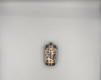 Vintage Tribal Mini Perfume Bottle / Snuff Bottle / Talisman Container – Bone & Metal Decor – Bird Motif (Missing Cap)