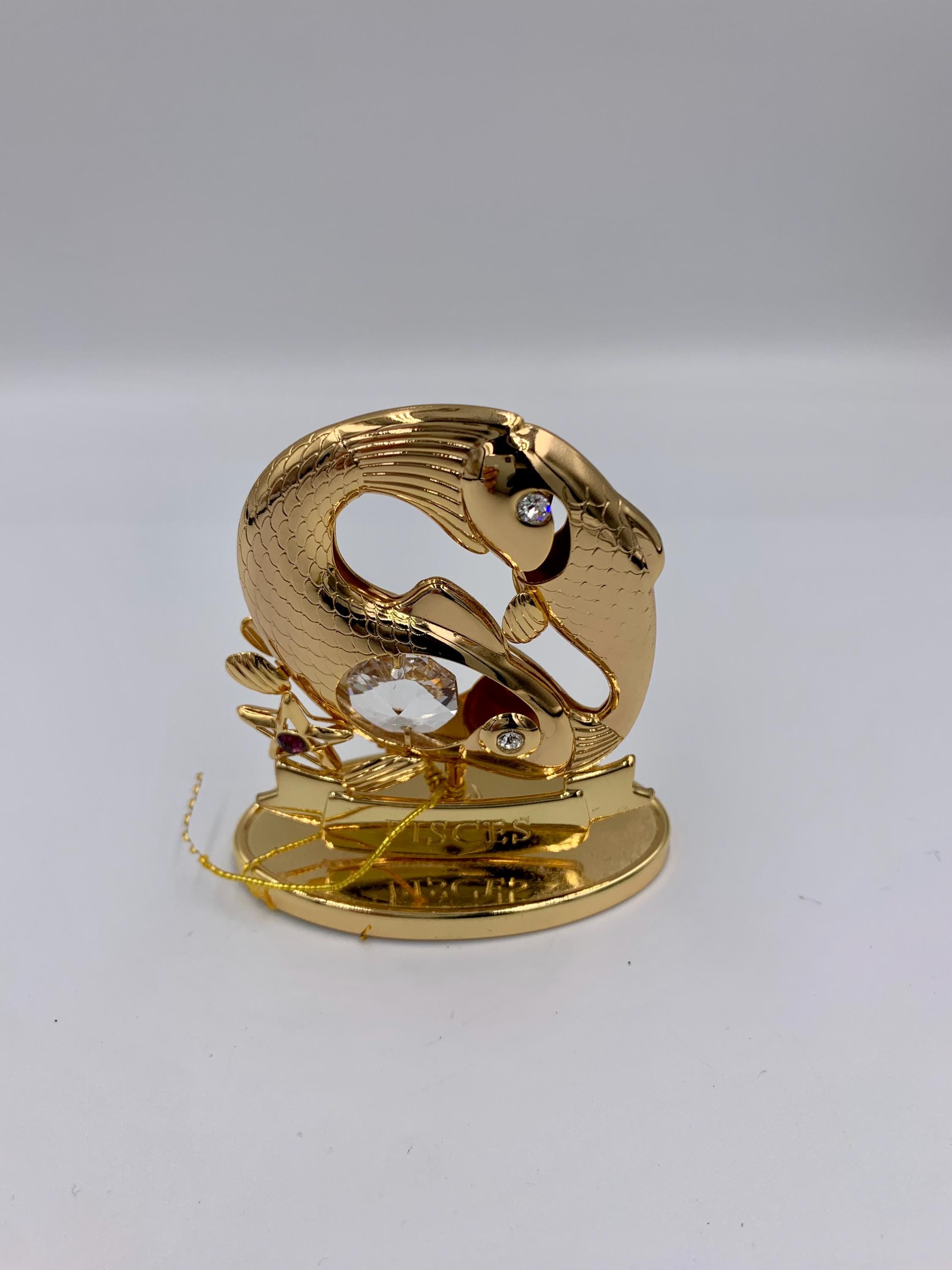 Crystocraft Pisces Figurine – Gold-Plated Zodiac Decor with Bohemia Crystal & Swarovski Rhinestones