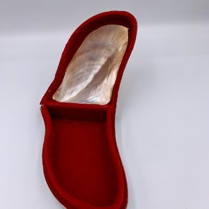 Vintage Artisan Abalone & Perlmutt MOP Shell Red Samt ausgekleidet Trinket Box