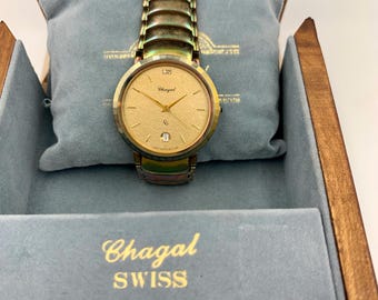 Vintage Chagal Swiss Quartz Watch – Sapphire Crystal – With Wooden Box