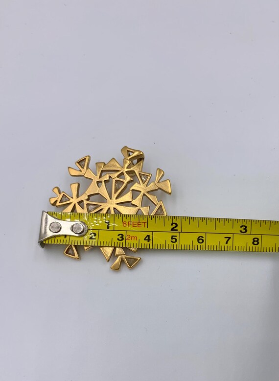 Pierre Lang Signed PL Huge Snowflake Necklace Gol… - image 3