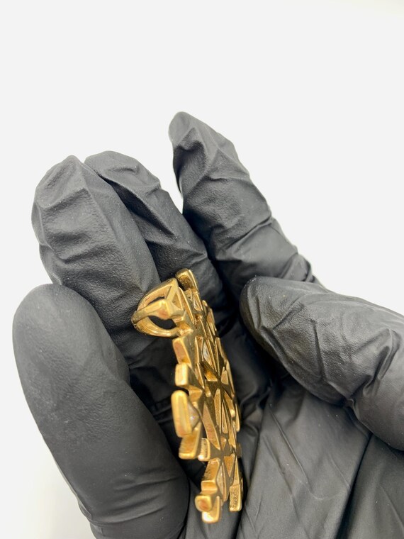 Pierre Lang Signed PL Huge Snowflake Necklace Gol… - image 5