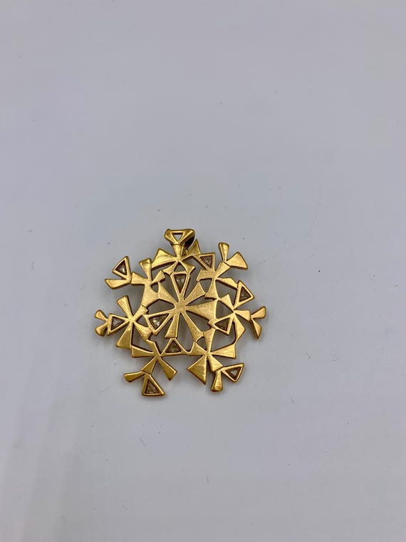 Pierre Lang Signed PL Huge Snowflake Necklace Gol… - image 4