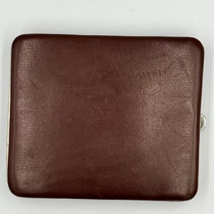 Vintage Brown Leather Bifold Checkbook Wallet with Silver Trim