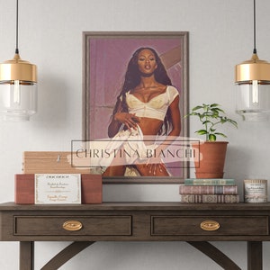 Naomi Campbell 90s Fashion Digital Oil Painting In The Closet Purple (Digital Print)