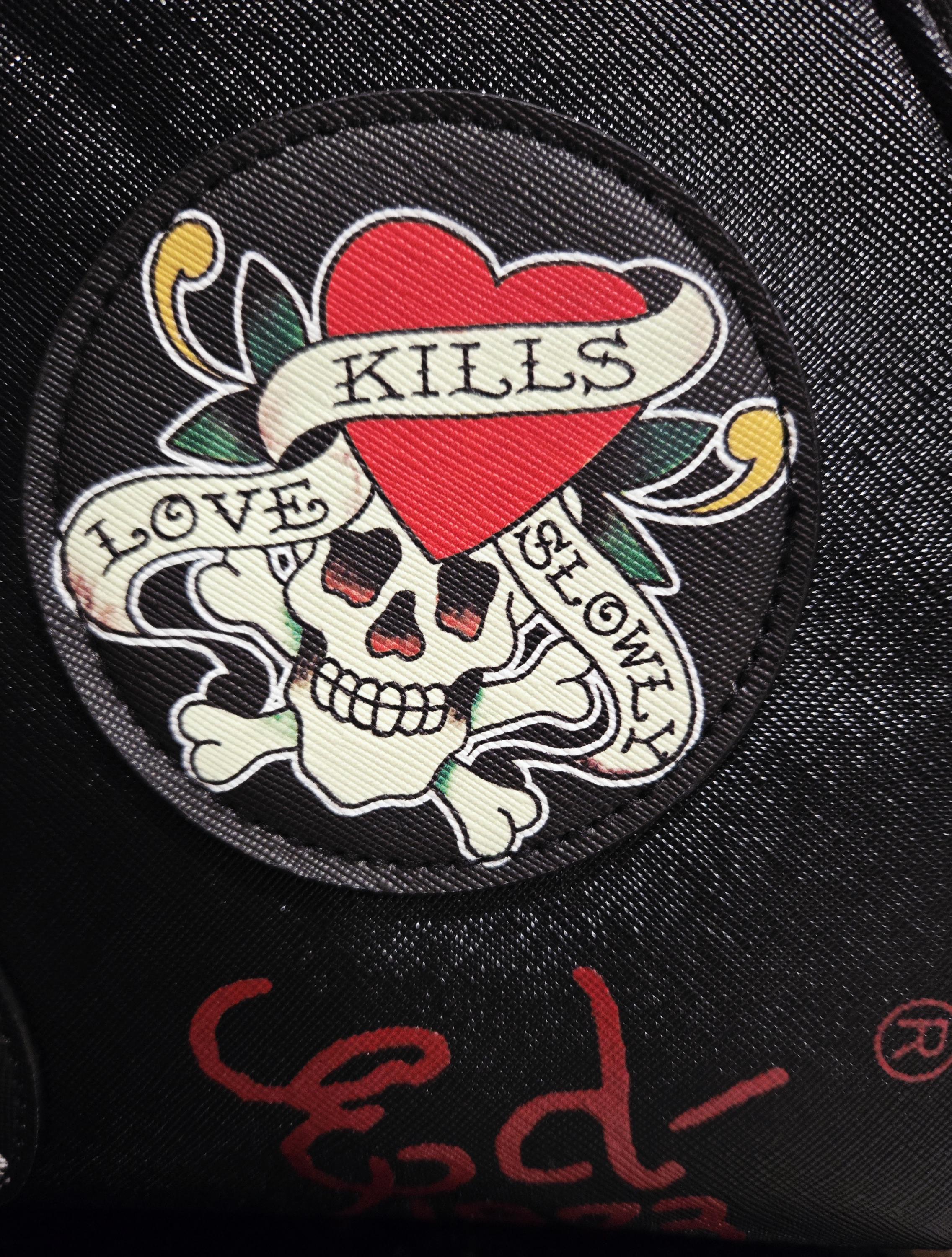 Ed Hardy Classic “Love Kills Slowly” Tattoo-inspired Skull Graphic Backpack Ed Hardy Backpack - Etsy Finland main image 2