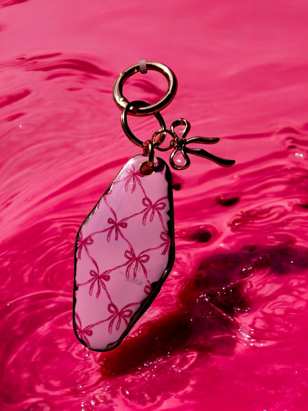 NEW Piper K Pink Bow Design Bag Charm Key Holder 5 Inches New With Tags ...