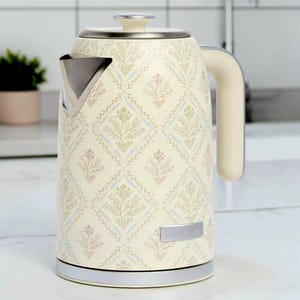 新品 Dwell Studio コテージコア風 花柄プリント 電気ケトル ステンレス製 1.7リットル 7カップ 1500W 箱入り新品