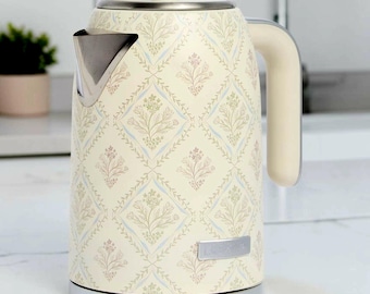 NEW Dwell Studio Cottagecore-inspired Floral Motif Print Electric Kettle Stainless Steel 1.7 Liters 7 Cups 1500W New in the Box