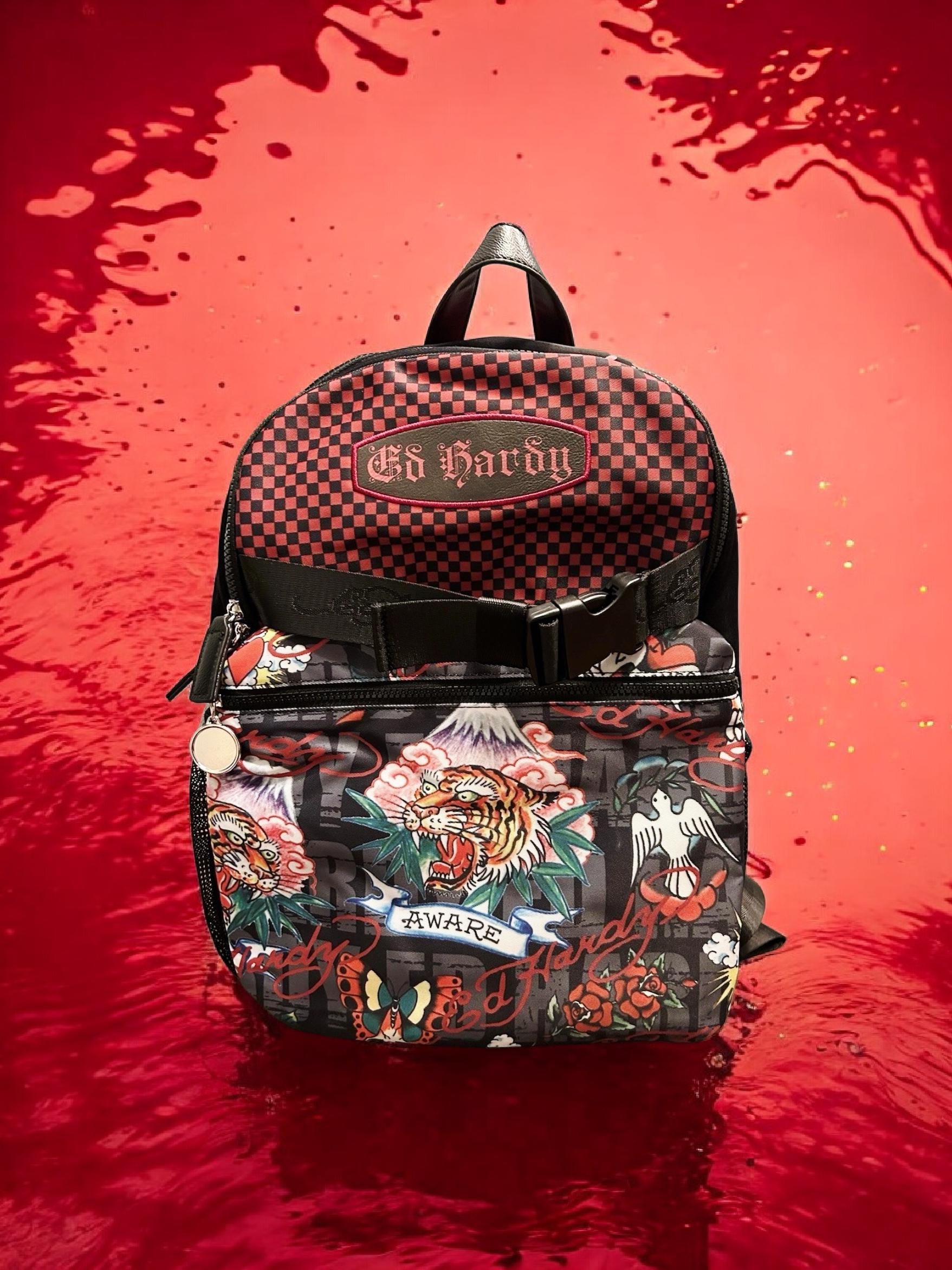 ed hardy エドハーディー　バッグ　リュック Ed Hardy Josh Embroidered Panther Backpack - Black エドハーディー