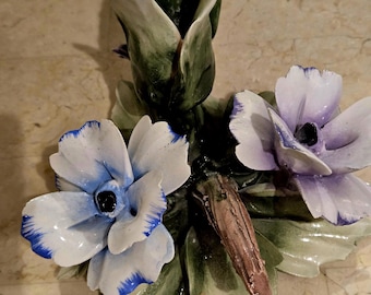 Vintage Capodimonte Italian Floral Bouquet Porcelain Floral Art 6.5×5" Mint Condition