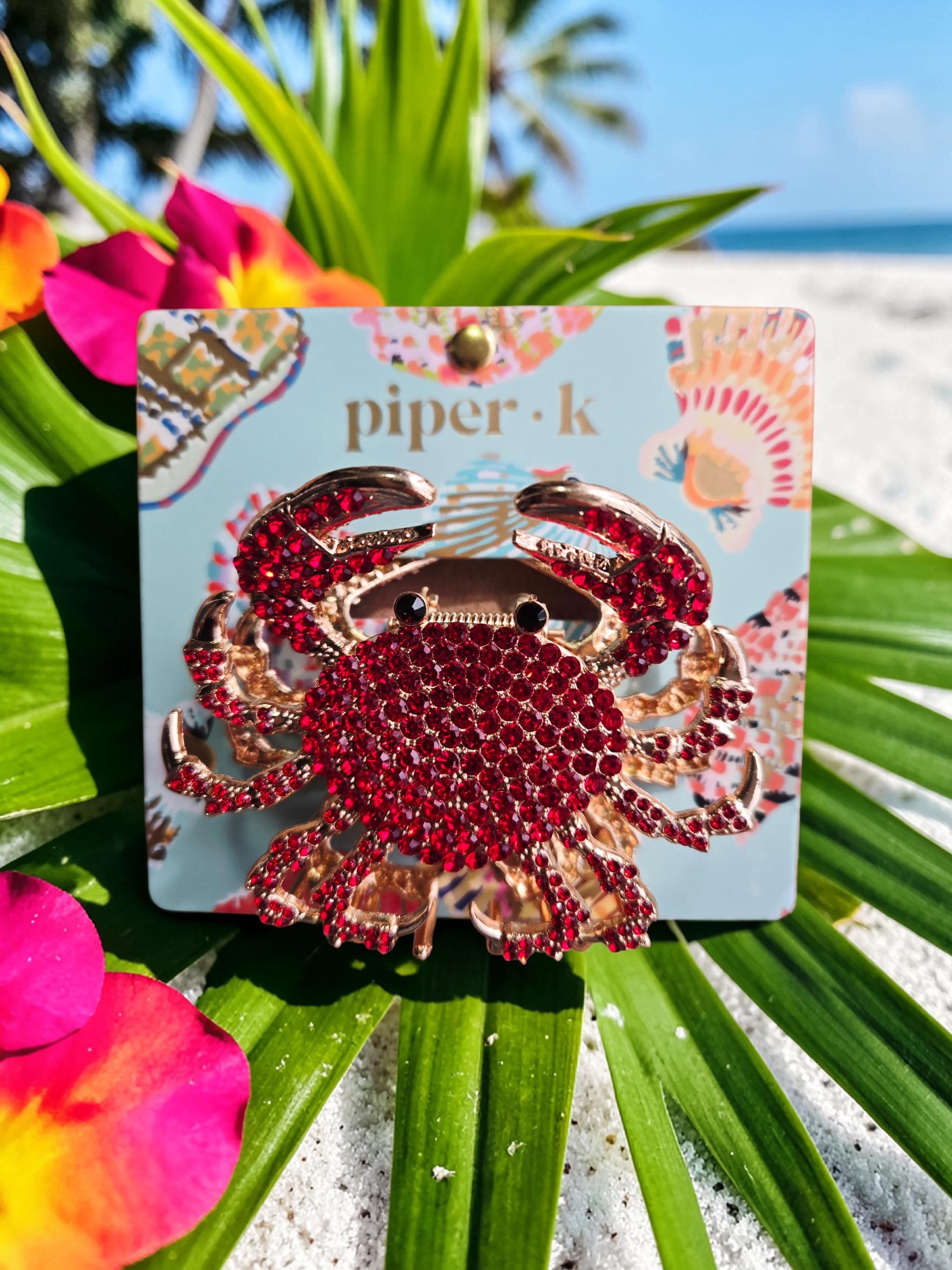 Piper K Nautical Sealife Coastal Lobster Flat Hair Clips & Fish Scraf Set Of 3 il_fullxfull.7029634670_baiy.jpg main image 2