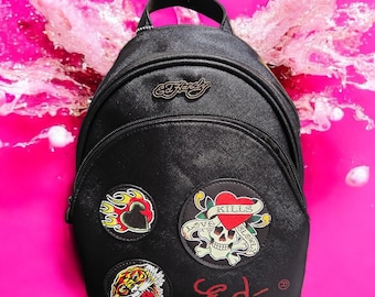 Vintage Adults Brand New Deadstock Y2K Black Ed Hardy Backpack Bag