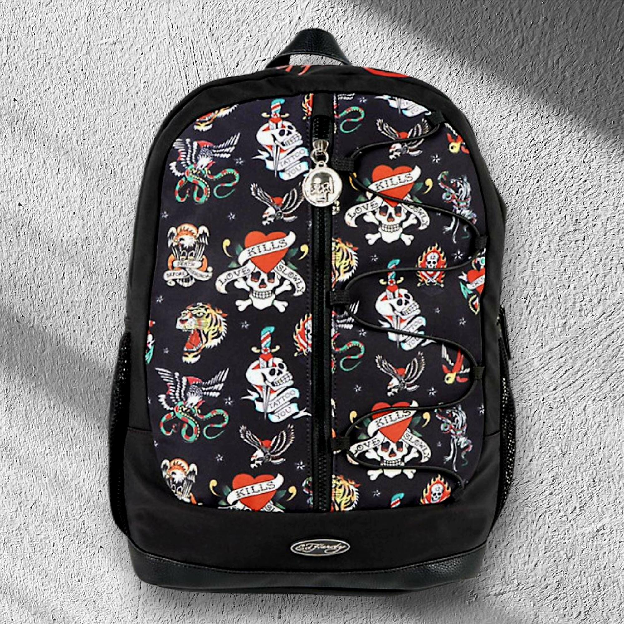 NEW Ed Hardy Black Tattoo Print Backpack New With Tags - Etsy display picture 2