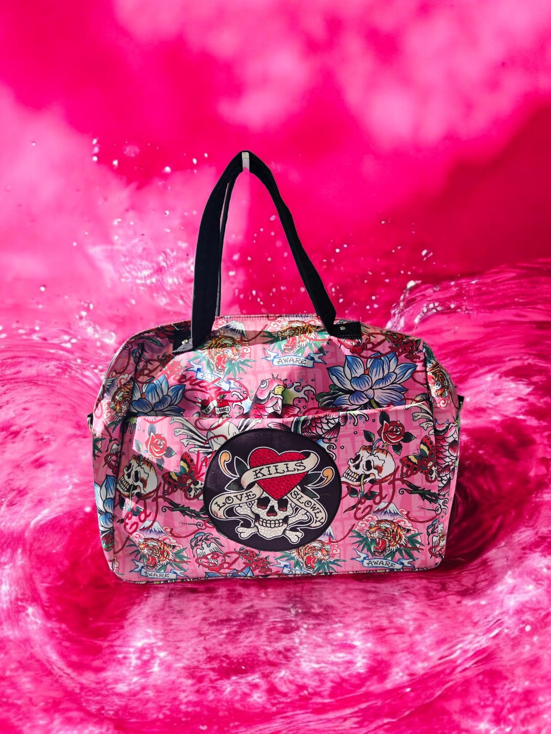 NEW Ed Hardy Pink Skull Rhinestones Patch Print Large  display picture 2