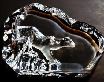 Mats Jonasson Royal Krona Crystal Polar Bear Sculpture - Etsy