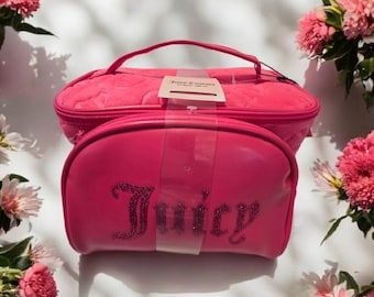 NEW Juicy Couture Hot Pink Cosmetic Set Of 2 Bags 10"X5"X7" New With Tags