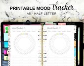A5 Mood Tracker Circle Printable Planner Insert, Half Letter Circular Emotion Tracker Pages, Pastel Self Care Ring Binder Journal Refill PDF