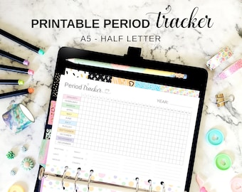 Period Tracker Printable, Period Tracking Journal with Symptom Tracker, Half Letter & A5 Planner Insert