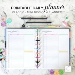 Time Blocking Daily Planner Insert Fit Happy Planner Classic and Mini, Pastel Printable Daily Task Schedule, Discbound Refill PDF Pages