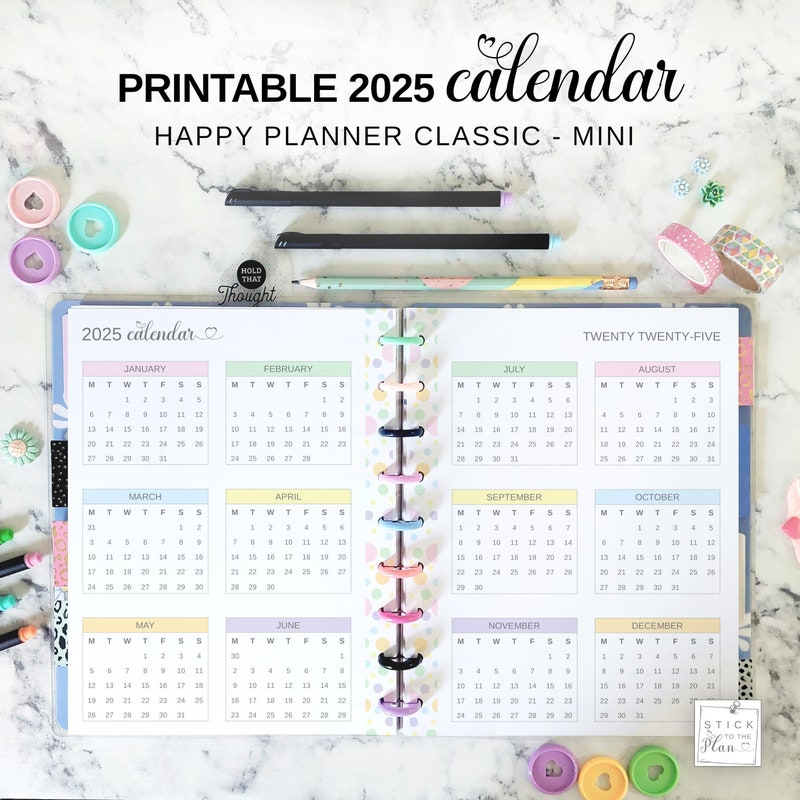 Happy Planner 2025 Calendar Refills Etsy Happy Planner Calendar Refills 2025