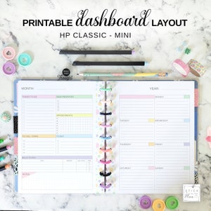 Dashboard Layout Happy Planner Classic Printable Insert, Undated Weekly Mini HP Planner Refill, Rainbow Pastel Week at a Glance on two Pages