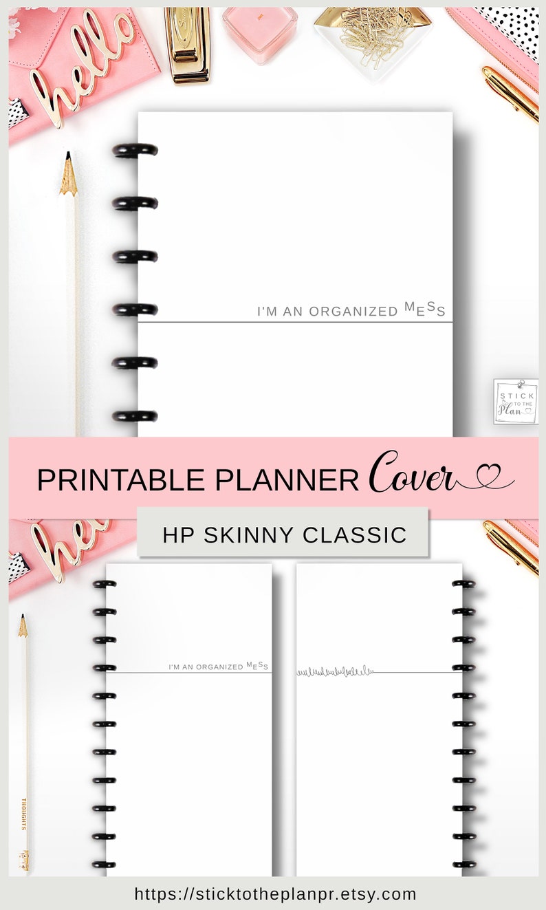 Printable Cover for Happy Planner Skinny Classic, Minimalist Classic Half Sheet Planner Cover