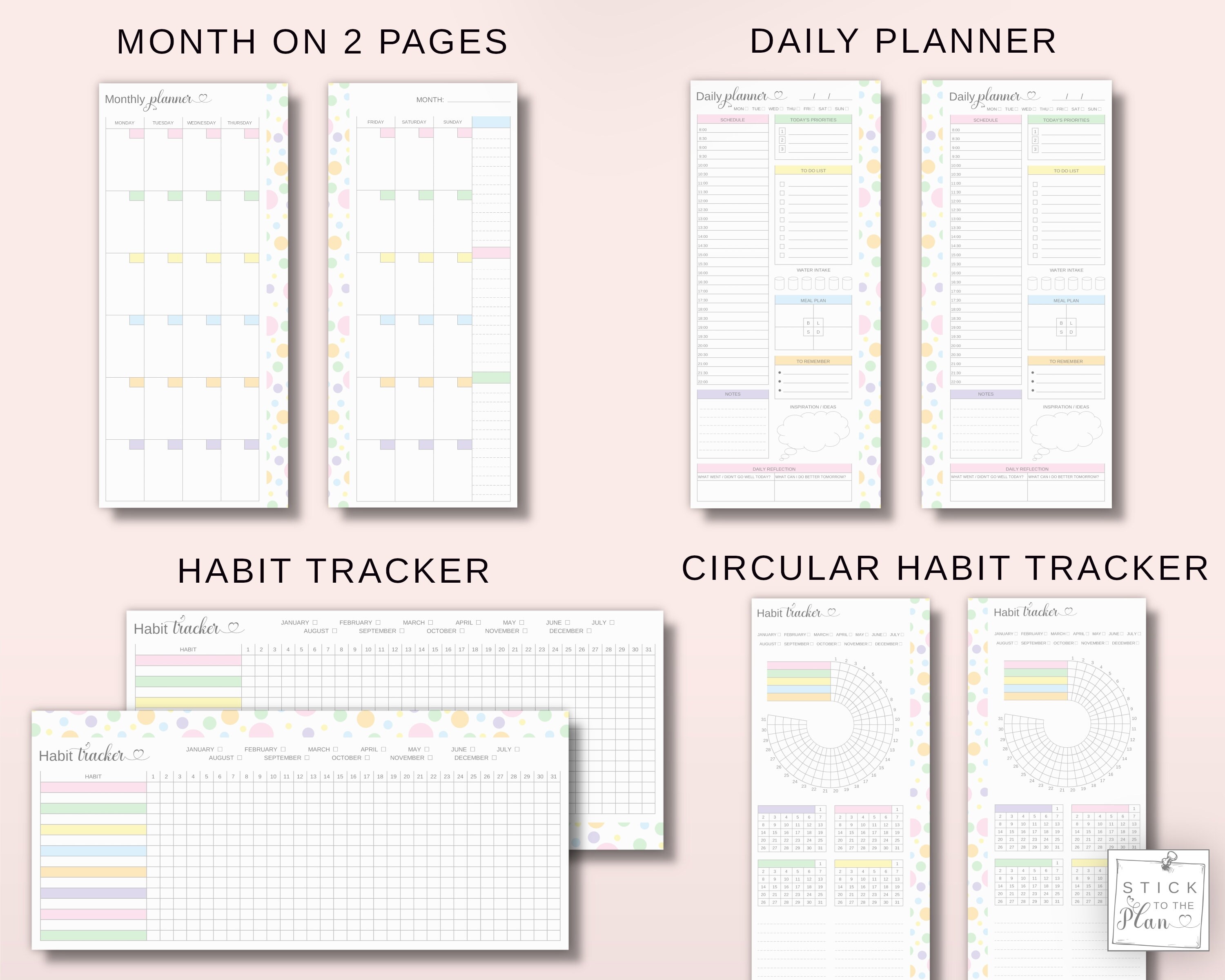 Skinny Classic Happy Planner Inserts, Printable HP Half Sheet Monthly ...
