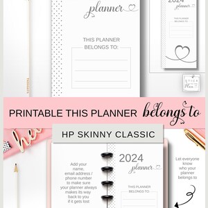 This Planner Belongs to Printable Happy Planner Skinny Classic Insert ...