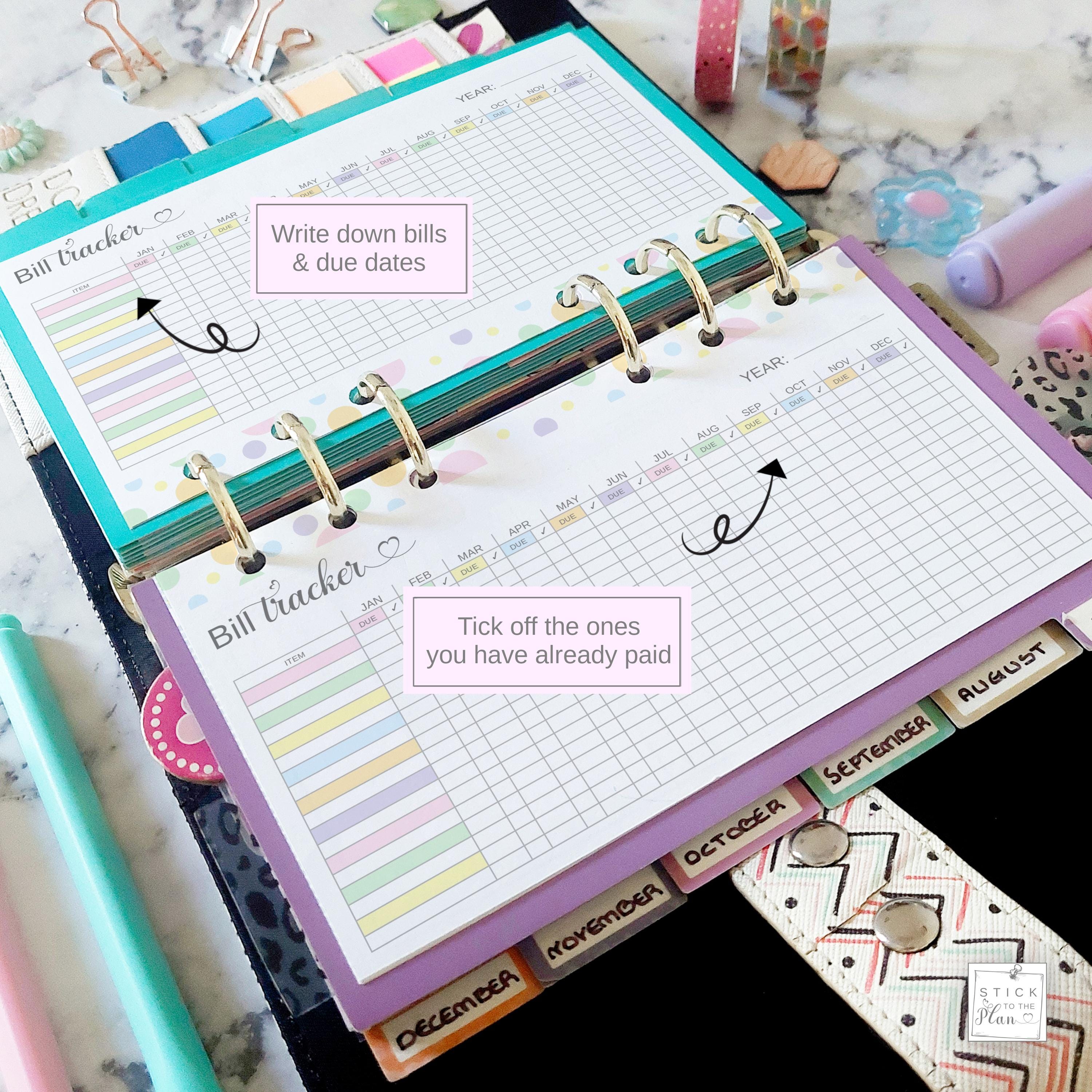 Yearly Bill Payment Tracker Personal Size, Printable Annual Expense ...