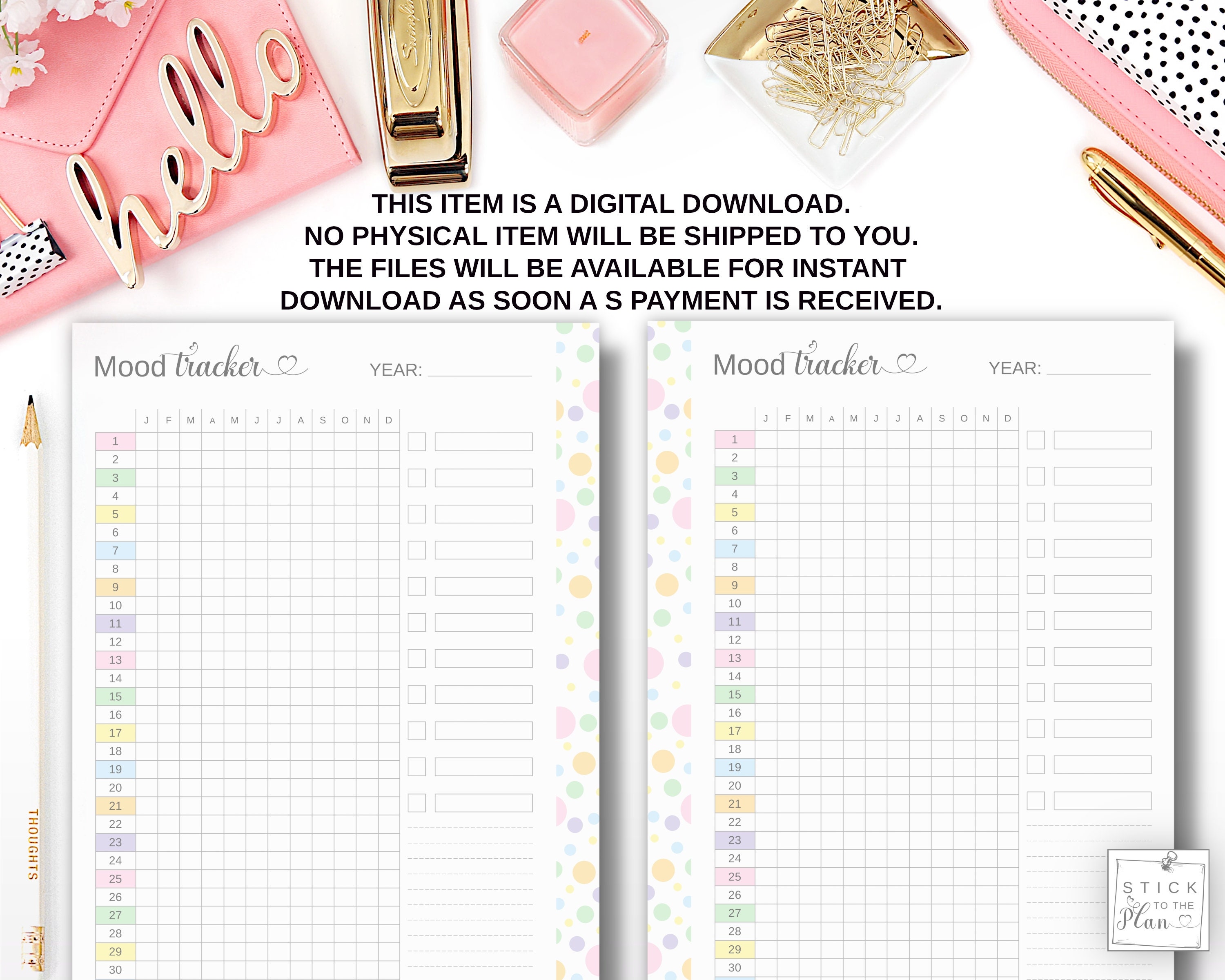 Yearly Mood Tracker Happy Planner Classic Insert Printable HP Etsy