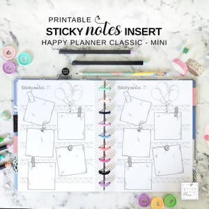 Sticky Notes stampabili Happy Planner Classic Insert, Mini Discbound Planner Pagine per prendere appunti, Bullet Journal Style Notes Carta per scrivere