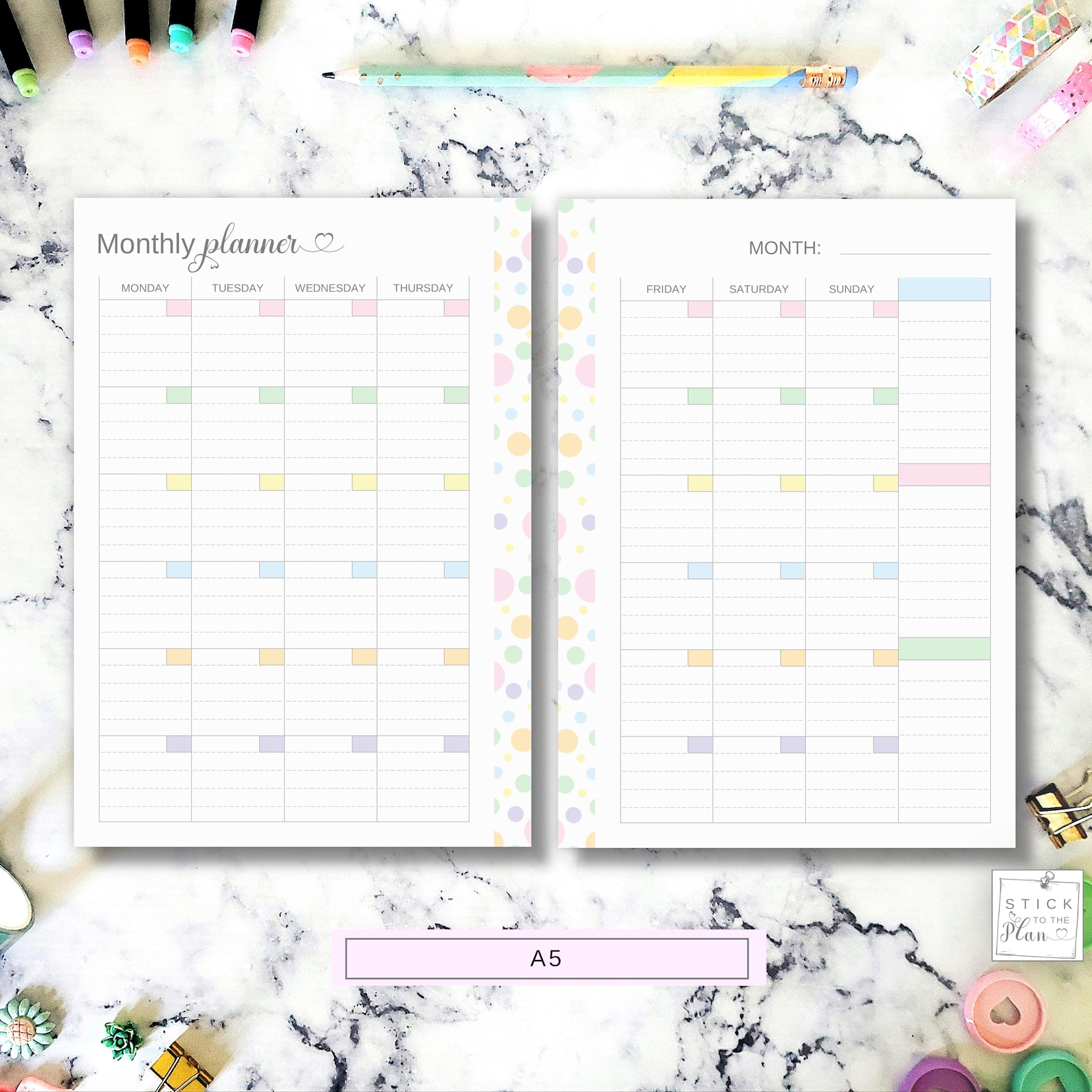 Lined Monthly Planner Printable A5 Insert, Half Letter Monthly Calendar ...