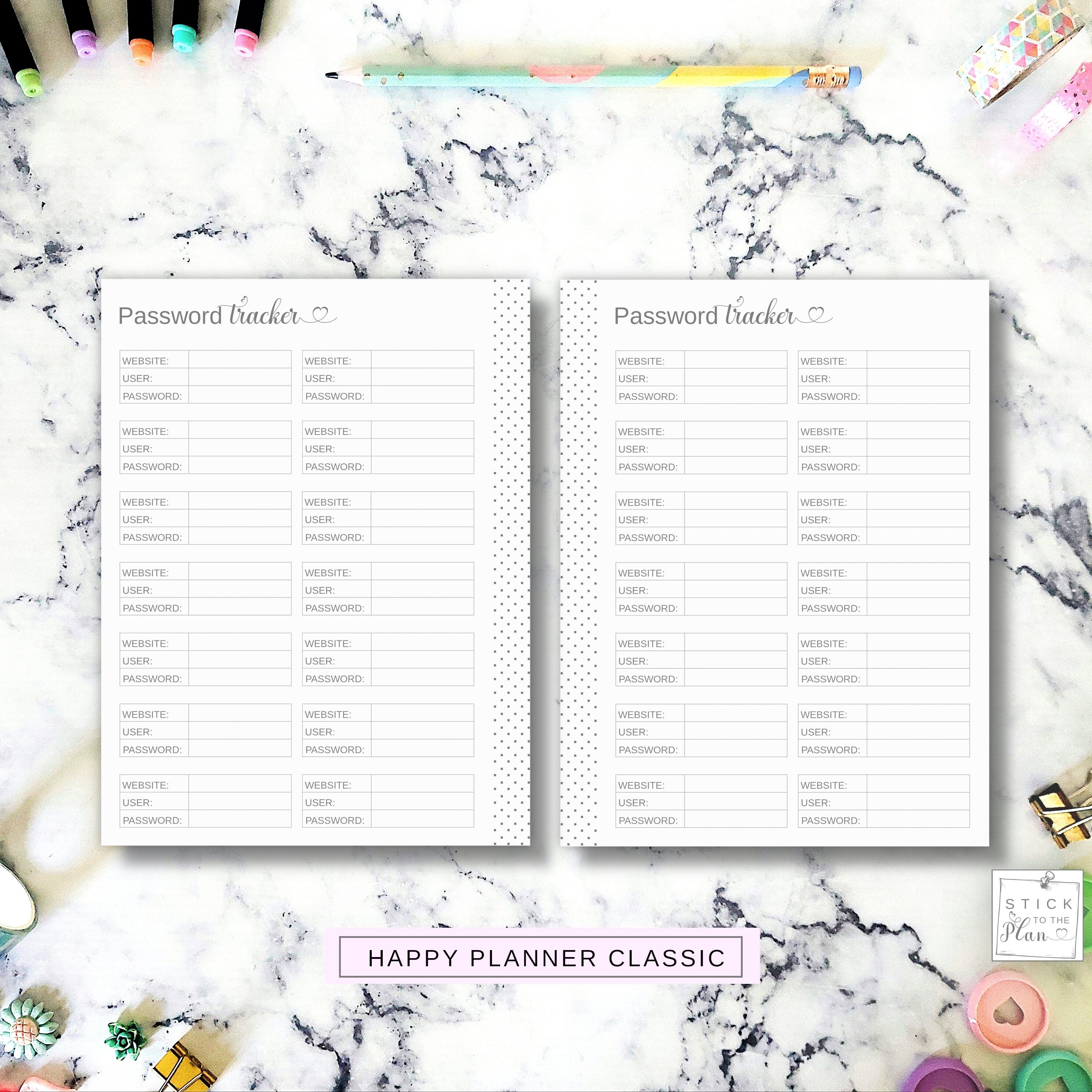 Printable Password Tracker Classic Happy Planner Insert, Mini HP ...