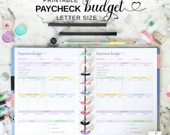 Printable Paycheck Budget Tracker Fit Big Happy Planner, Letter Size Insert, Financial Planner Pages PDF