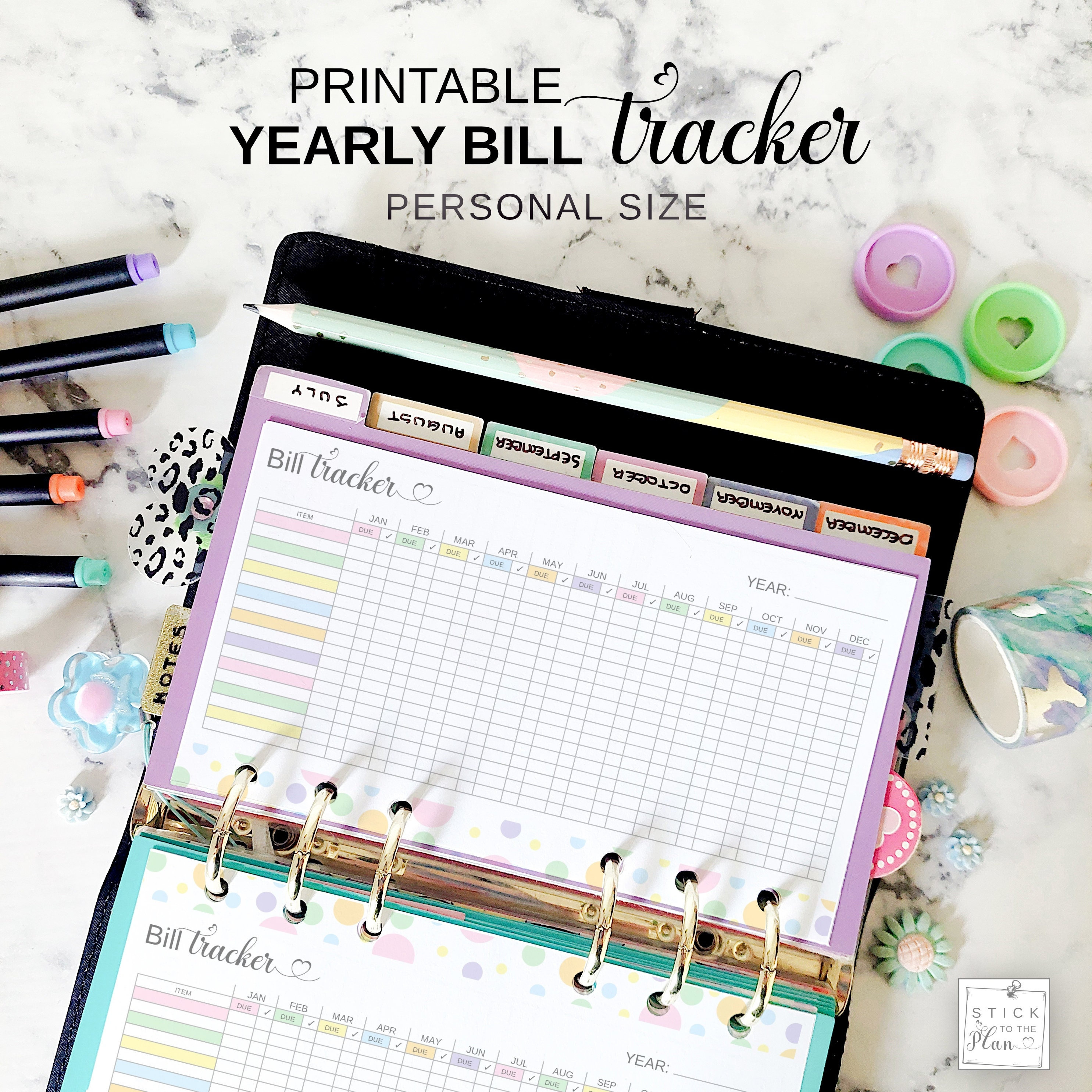 Yearly Bill Payment Tracker Personal Size, Printable Annual Expense ...