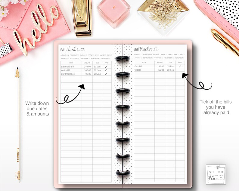 Expense Tracker Happy Planner Half Sheet Insert, Monthly Bill Tracker ...