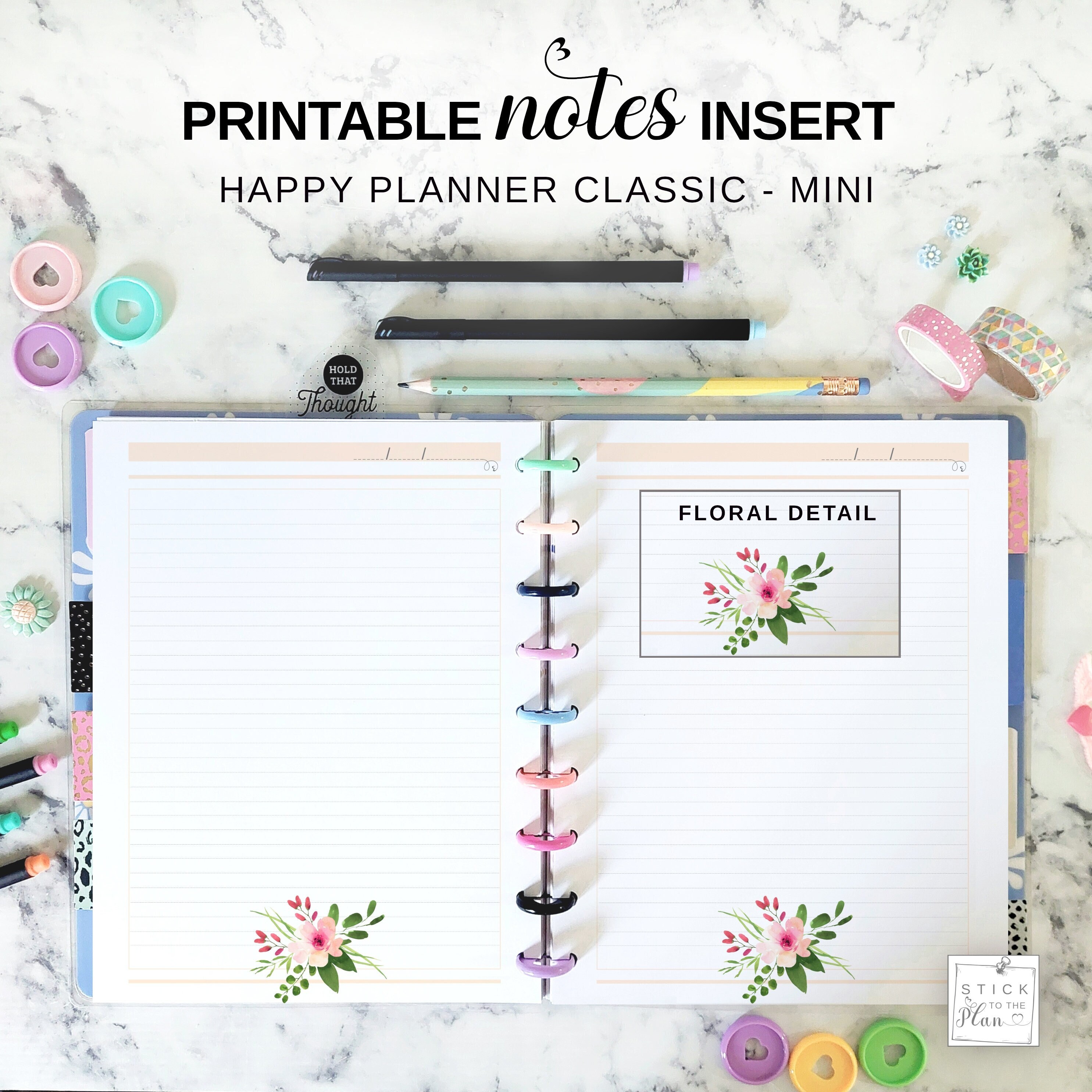 Printable Happy Planner Notes Insert, Classic HP Lined Note Pages, Mini ...