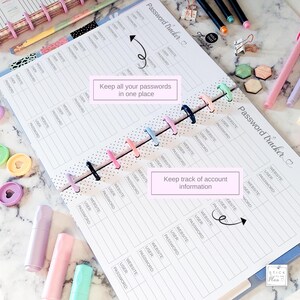 Printable Password Tracker Classic Happy Planner Insert, Mini HP ...